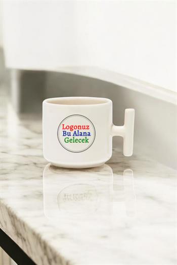 Porselen Logo Baskılı Beyaz Promosyon T Kupa Bardak