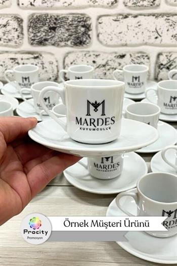 Porselen Logo Baskılı Promosyon Oval Türk Kahvesi Fincanı