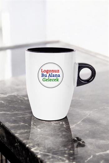 Porselen Logo Baskılı Promosyon Siyah Latte Kupası