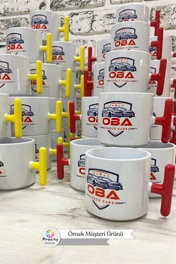 Porselen Logo Baskılı Sarı Promosyon T Kupa Bardak