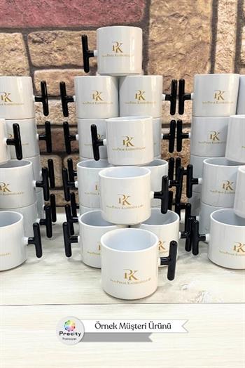 Porselen Logo Baskılı Siyah Promosyon T Kupa Bardak