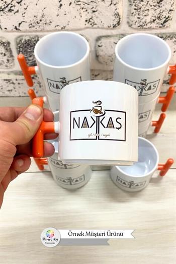 Porselen Logo Baskılı Turuncu Promosyon T Kupa Bardak