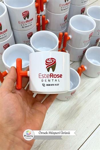 Porselen Logo Baskılı Turuncu Promosyon T Kupa Bardak