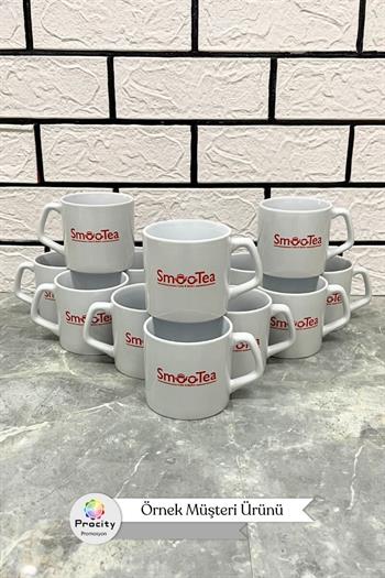 Porselen Orta Boy Logo Baskılı Beyaz Promosyon Kupa Bardak