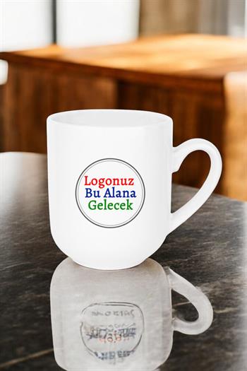Porselen Oval Logo Baskılı Beyaz Promosyon Kupa Bardak
