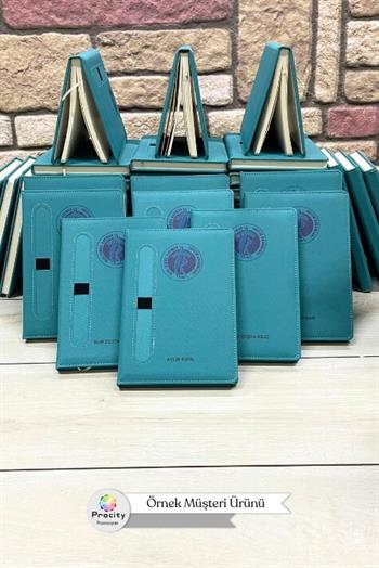 Promosyon 15x21cm Termo Deri Kalem Tutuculu Kapaklı Defter BLU-DFT