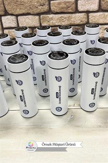 Promosyon Dijital Sıcaklık Göstergeli 450ml Akıllı Beyaz Termos