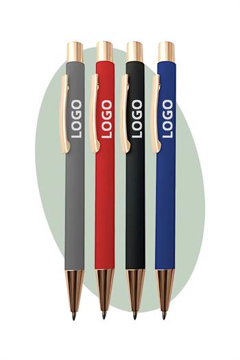 Promosyon Gold Detaylı Metal Rubbber Tükenmez Kalem 6841-Pİ