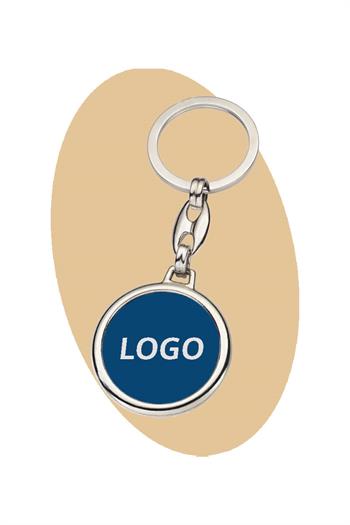 Promosyon Logo Baskılı Yuvarlak Metal Anahtarlık 0103-PETK