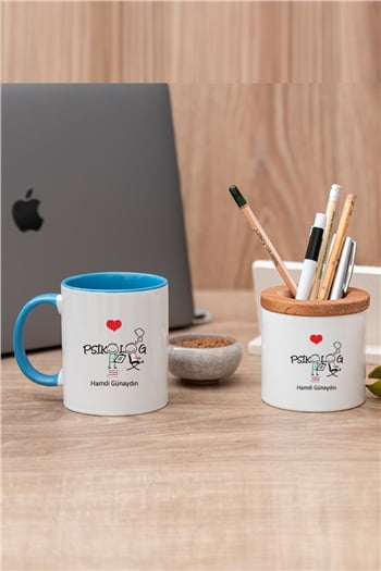 Psikolog Renkli Kupa Bardak ve Kalemlik