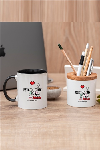 Psikolojik Danışman Renkli Kupa Bardak ve Kalemlik