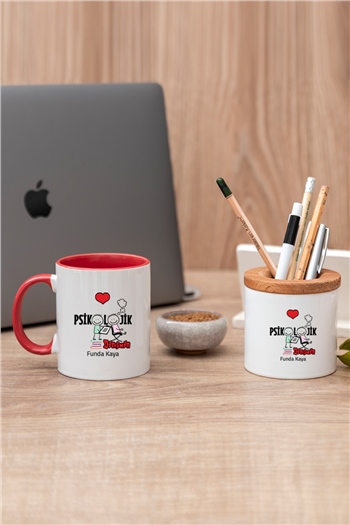 Psikolojik Danışman Renkli Kupa Bardak ve Kalemlik