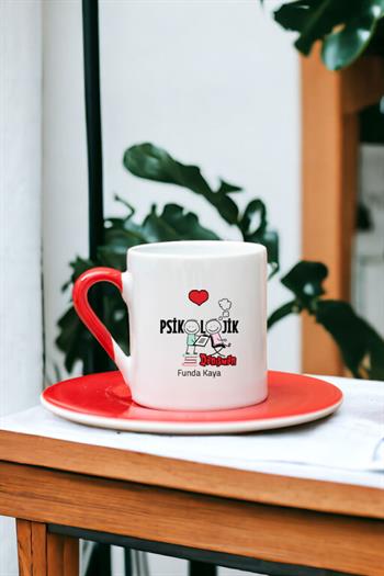 Psikolojik Danışman Renkli Türk Kahvesi Fincanı