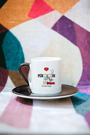 Psikolojik Danışman Renkli Türk Kahvesi Fincanı