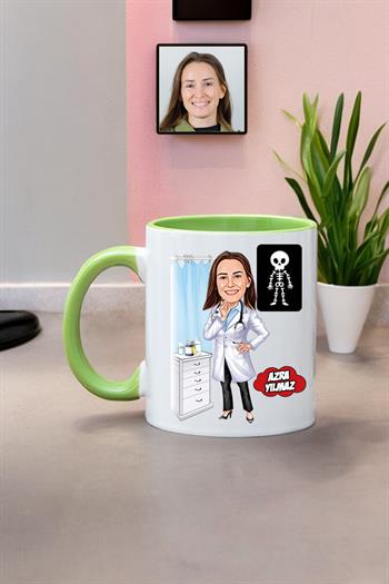 Radyoloji Doktoruna Hediye Kadın Radyolog Karikatürlü Kupa Bardak