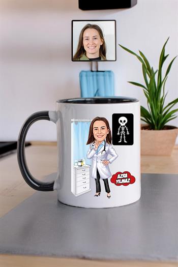 Radyoloji Doktoruna Hediye Kadın Radyolog Karikatürlü Kupa Bardak