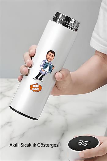 Radyoloji Doktoruna Hediye Karikatürlü Dijital Sıcaklık Göstergeli Çelik Termos