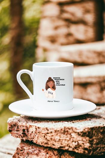 Rahatım Bozulmasın Diye Aşık Olmuyorum Beyaz Türk Kahvesi Fincanı
