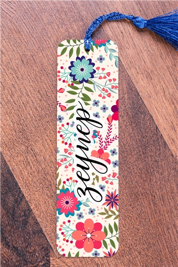 Renkli Çiçek Tasarım İsme Özel Metal Kitap Ayracı