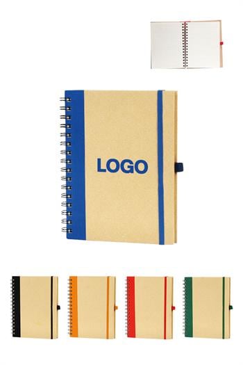 Renkli Şeritli Spiralli Kraft Kapaklı Not Defteri 020-DG-PETK