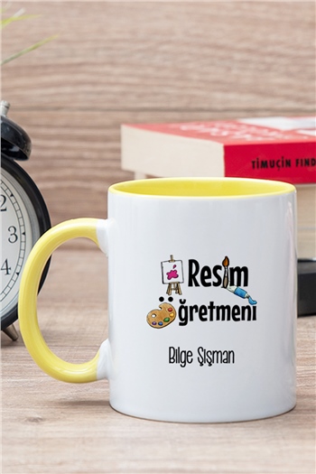Resim Öğretmeni İçi Renkli Kupa Bardak