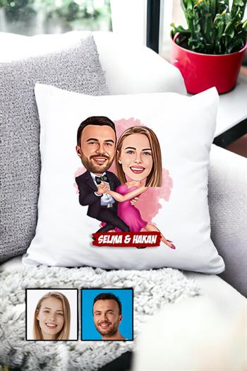 Romantik Sevgililer Günü Hediyesi Karikatürlü Yastık