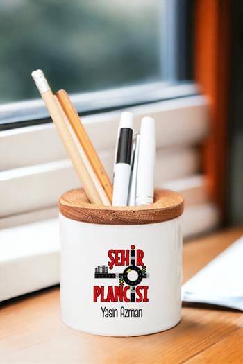 Şehir Plancısı Ahşap Kapaklı Kalemlik