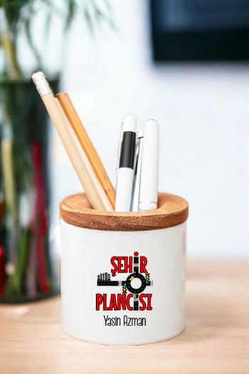 Şehir Plancısı Ahşap Kapaklı Kalemlik