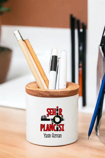 Şehir Plancısı Ahşap Kapaklı Kalemlik