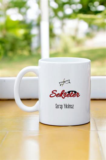 Sekretere Hediye Beyaz Kupa Bardak