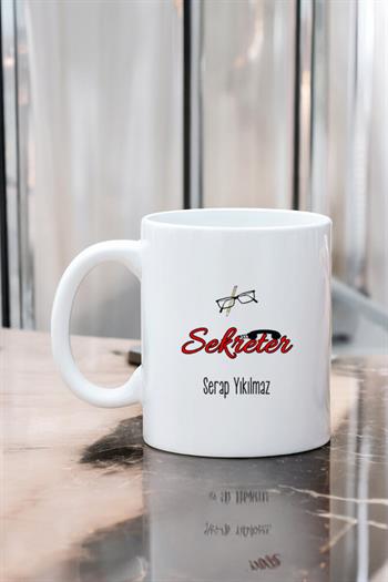 Sekretere Hediye Beyaz Kupa Bardak