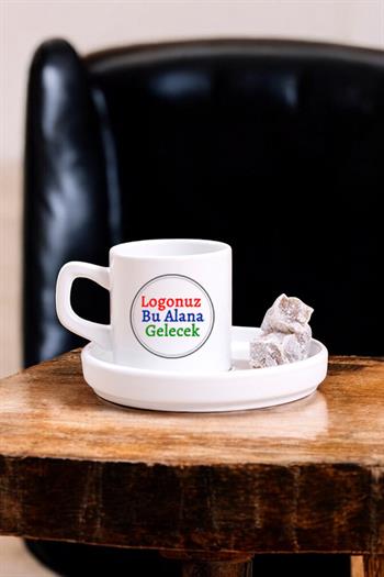 Seramik Logo Baskılı CONCEPT Beyaz Promosyon Türk Kahvesi Fincanı