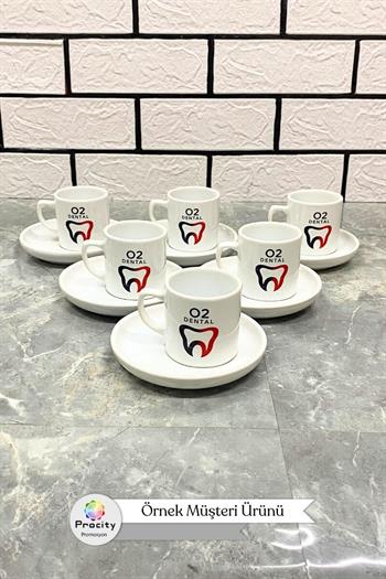 Seramik Logo Baskılı CONCEPT Beyaz Promosyon Türk Kahvesi Fincanı