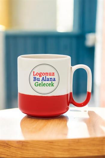 Seramik Oval Logo Baskılı Kırmızı Renkli Promosyon Kupa Bardak