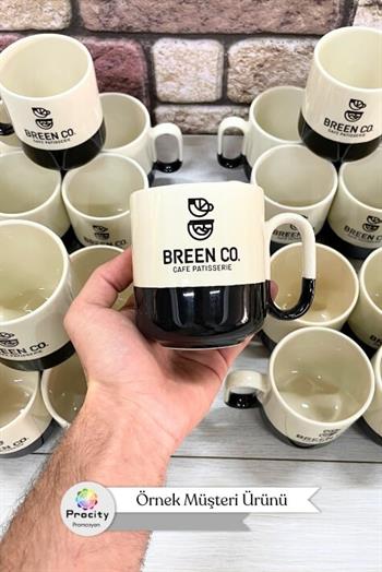 Seramik Oval Logo Baskılı Siyah Renkli Promosyon Kupa Bardak