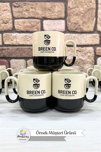 Seramik Oval Logo Baskılı Siyah Renkli Promosyon Kupa Bardak