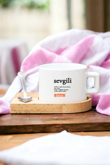Sevgili Kelime Anlamı Ahşap Altlıklı Fincan