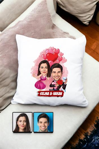 Sevgililer Günü Hediyesi Karikatürlü Yastık