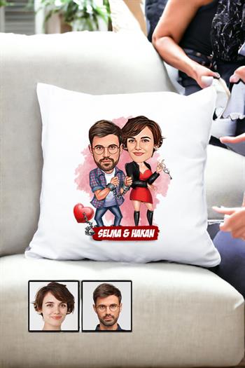 Sevgililere İlginç Hediye  Karikatürlü Yastık