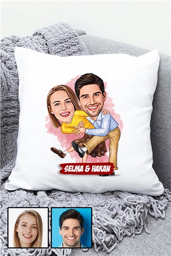 Sevgililere Komik Hediye Dans Eden Çiftler Karikatürlü Yastık