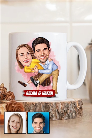 Erkek Sevgiliye Hediye Karikatürlü Beyaz Kupa Bardak