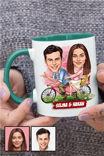 Erkek için Sevgililer Günü Hediyesi Karikatürlü İçi Renkli Kupa Bardak