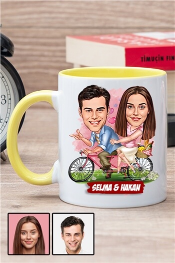 Erkek için Sevgililer Günü Hediyesi Karikatürlü İçi Renkli Kupa Bardak