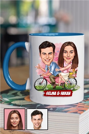 Erkek için Sevgililer Günü Hediyesi Karikatürlü İçi Renkli Kupa Bardak