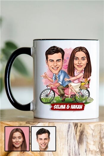 Erkek için Sevgililer Günü Hediyesi Karikatürlü İçi Renkli Kupa Bardak