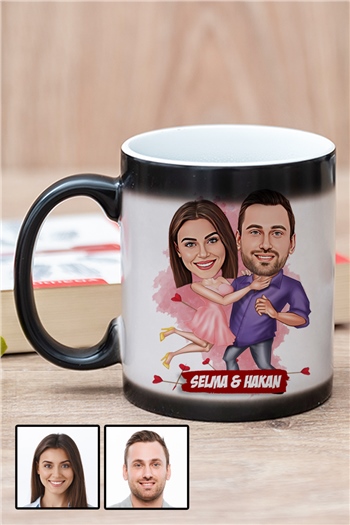 Eşe İlginç Sevgililer Günü Hediyesi Karikatürlü Sihirli Kupa Bardak