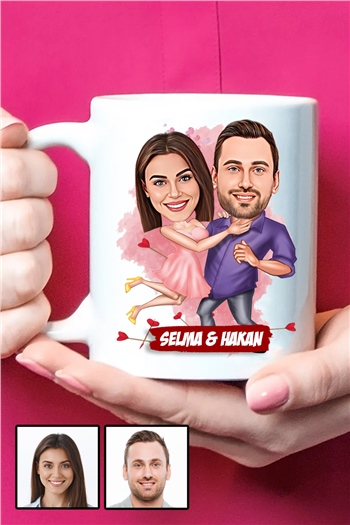 Erkek Arkadaşa 14 Şubat Sevgililer Günü Hediyesi Karikatürlü Beyaz Kupa Bardak