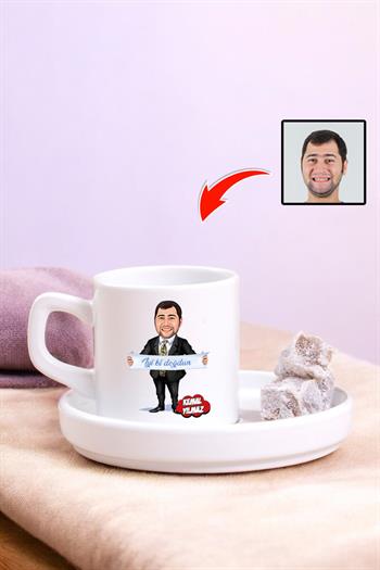Sevgiliye Doğum Günü Hediyesi Karikatürlü Türk Kahvesi Fincanı