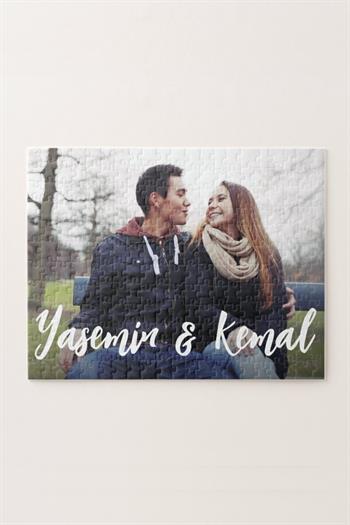 Sevgiliye Fotoğraflı Hediye İsimli ve Fotoğraflı Dikdörtgen Puzzle
