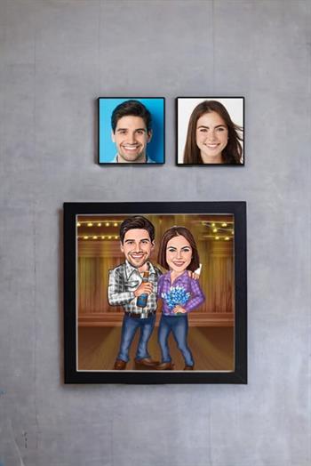 Sevgiliye Hatıralık Hediye Karikatürlü Kare Çerçeve